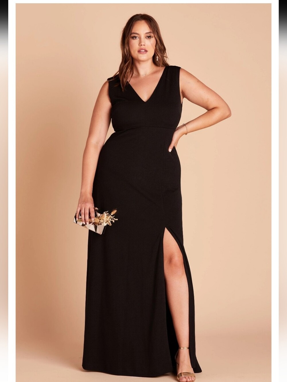 Birdy Grey SHAMIN Bridesmaid Wedding Guest DRESS CREPE BLACK Gown Curve 2X